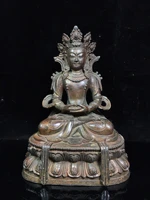 10tibetan temple collection old bronze cinnabar lacquer longevity buddha immortal life wisdom tathagata sitting buddha ornament