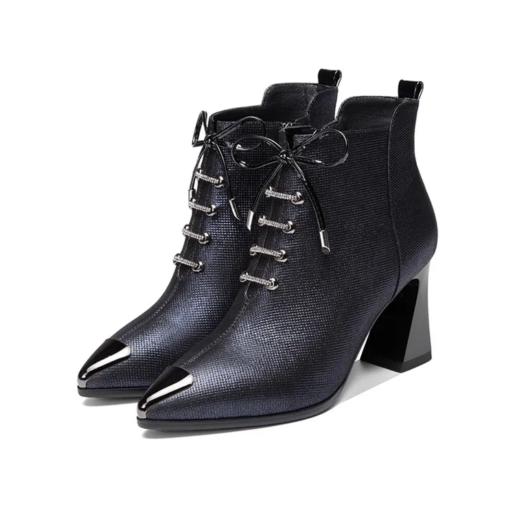 Женские ботильоны из овечьей кожи с острым носком размеры 34 42|Женские