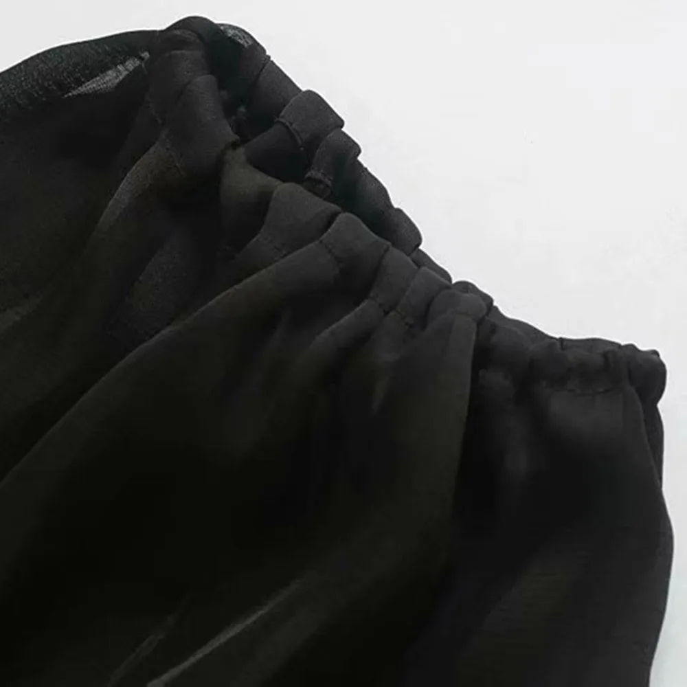 TRAF женские шикарные топы винтажная мода полосатая блузка из органзы воротник с лацканами фонарь рукав прозрачные сексуальные рубашки Blusas Mujer