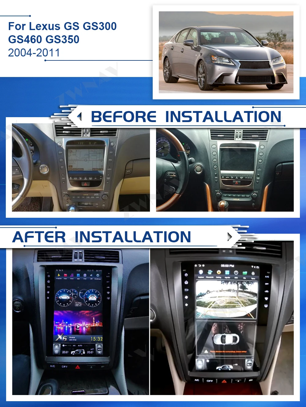 Автомобильный мультимедийный плеер 128 ГБ экран Tesla для Lexus GS GS300 GS350 GS450 GS460 2004-2012