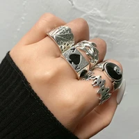 punk new silver snake heart rings set for women fashion mens letter a number 8 couple rings hip hop style jewelry accessories