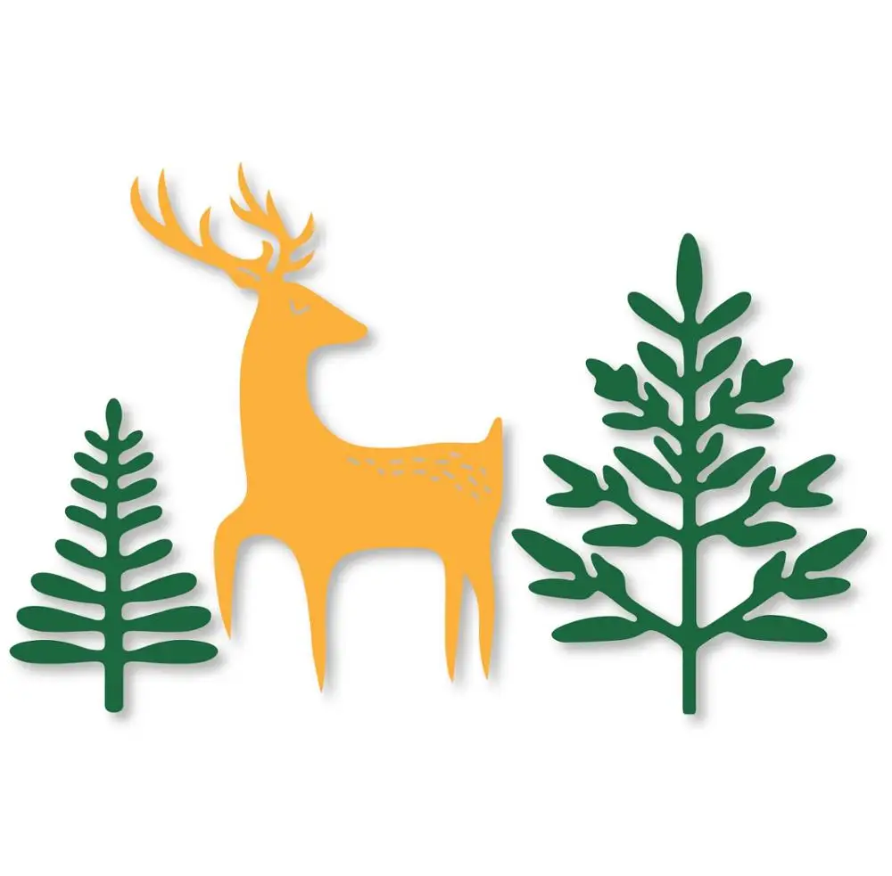 ForeWan рождественские деревья и олень Рамка Металлическая прорезной трафарет для