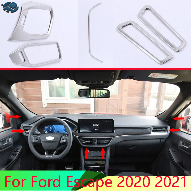 

For Ford Escape Kuga 2020 2021 Stainless Steel Air Vent Outlet Cover Dashboard Trim Bezel Frame Molding Garnish Accent Styling