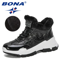 bona 2020 new designers high top winter boots warm women shoes snow plush boots woman thick bottom platform footwear feminimo