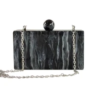 new stylish luxury brand marble acrylic bag black white ink print evening bags designer handbag women wallet chain clutch purse