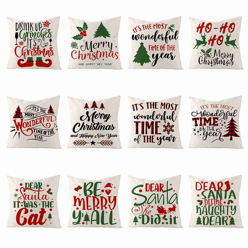 

Рождественский декоративный чехол для подушки 45x45 см, с рисунком рождественской елки, квадратная декоративная наволочка для подушки, Рожде...