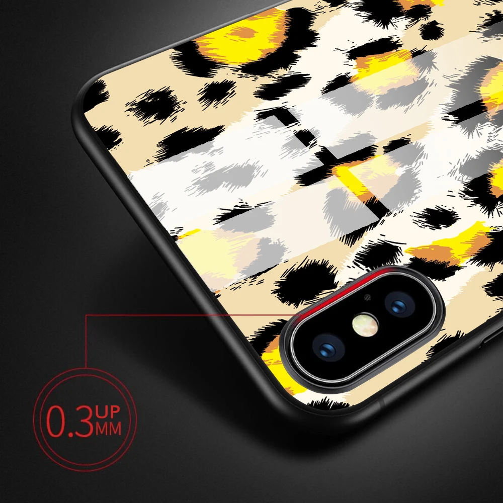 Чехол для телефона с леопардовым принтом iPhone 11 X XR XS Max Модный чехол из закаленного