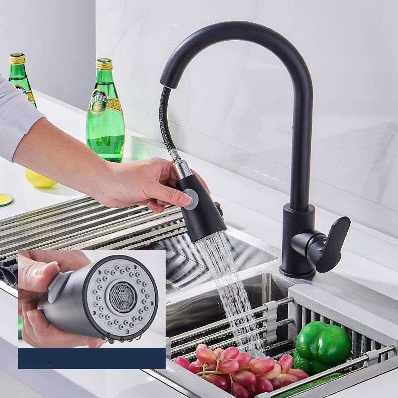 

Kitchen Faucet Stainless Steel Black Pull out Taps Hot Cold 360 Degree Rotation Retractable Vegetable Basin Kitchen Mixer Tap