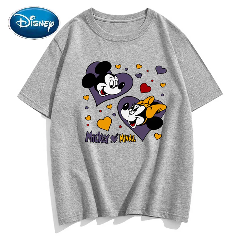Дисней милые пары унисекс Женские футболки Минни Микки Маус Любовь мультфильм