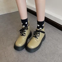 olive green thick soled martin boots womens short boots nice spring new korean style lace up handsome motorcycle boots