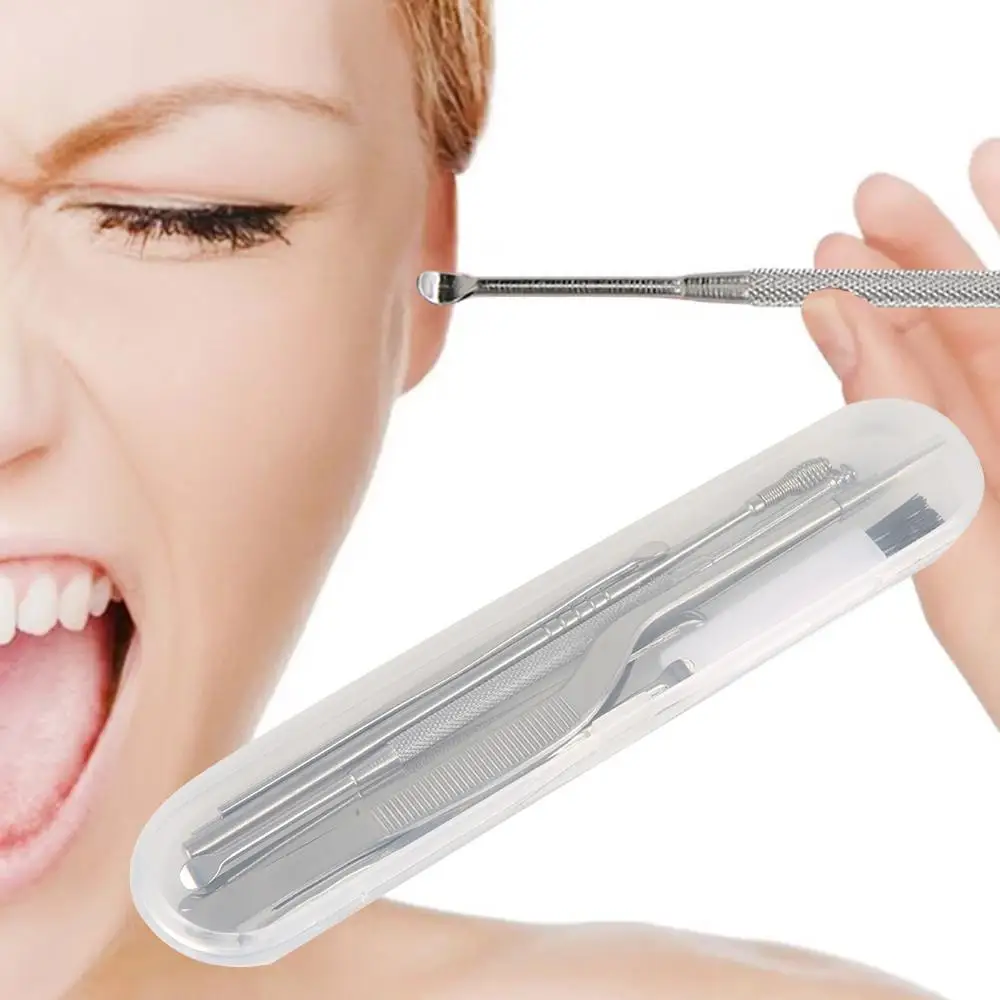 

8 Pcs Stainless Steel Double Head Ear Spoon Set Remove Clean Stubborn EarWax Foreign Bodys Massage Care Doubles Effect Household