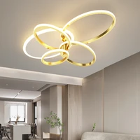 jmzm modern gold ring chandelier rotatable creative led decor ceiling lamp indoor living room bedroom restaurant villa lighting