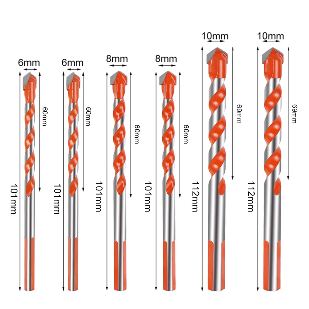 

4/6PCS Drill Bits Set 6mm/8mm/10mm/12mm Multifunction Drill Bit for Ceramic Tile, Concrete, Wall, Metal and Wood Drilling