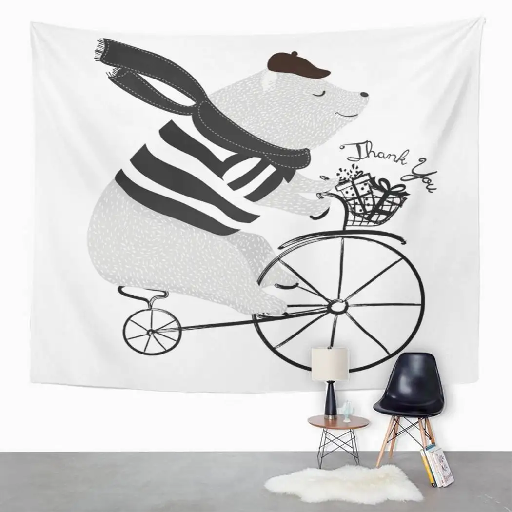 Черно белый гобелен в стиле бохо Настенный декор для спальни настенный пикник