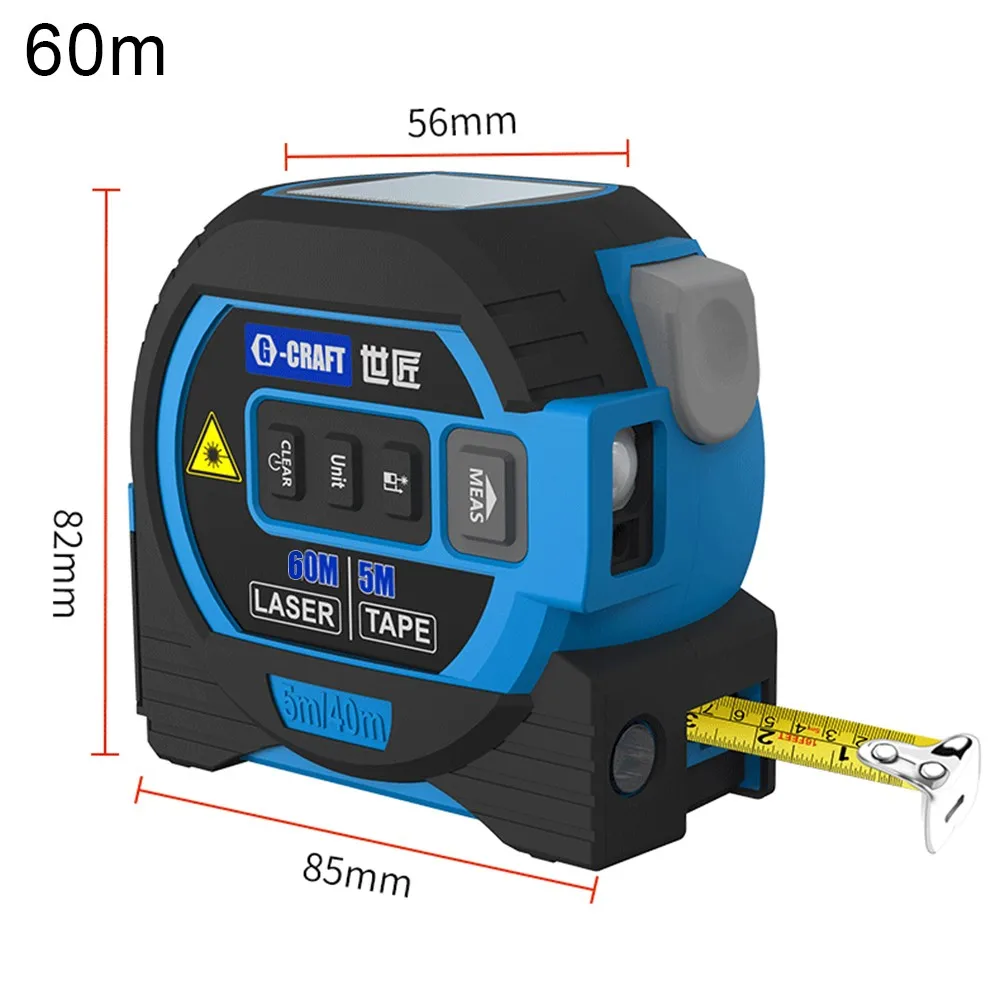 

3 in 1 Tape Measure 40/60m Rangefinder LCD Digital Real-Time Infrared Electronic Steel Distance Meter Measuring Tool