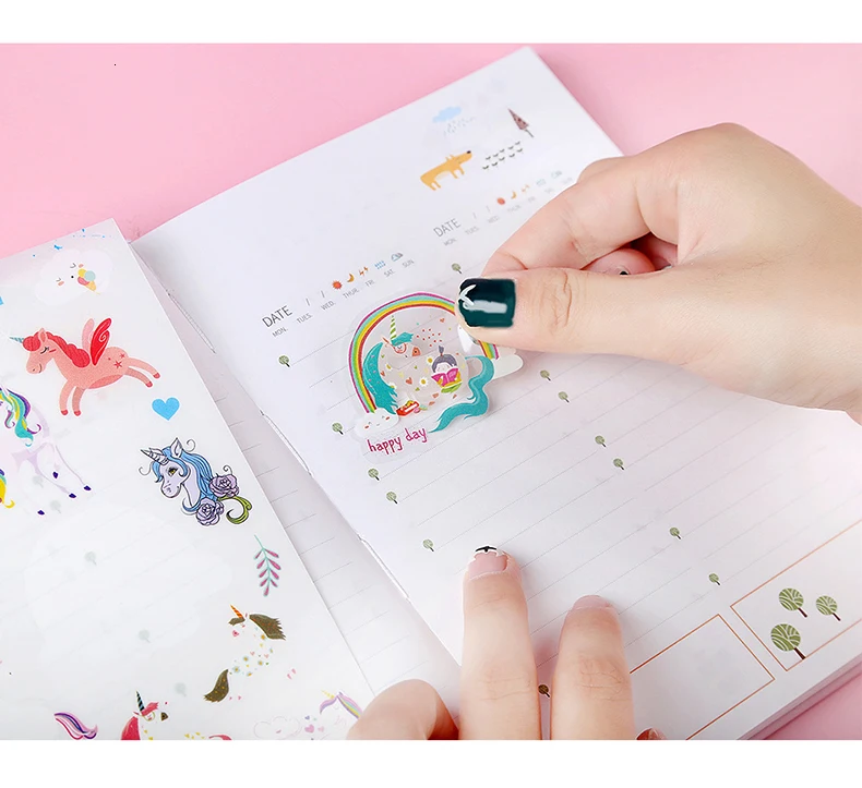 6 шт./компл. Kawaii Единорог Стикеры s Набор «сделай сам» для милый мультфильм клейкий стикер тетрадь для записей в форме пули аксессуары для журналов школьные канцелярские принадлежности