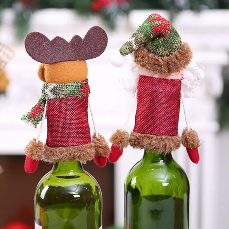 

Christmas Decor Santa Claus Wine Bottle Champagne Comfortable Xmas Bottles Caps