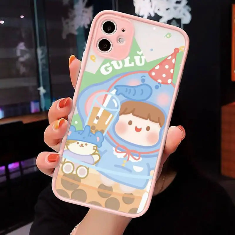 

Cute painting cartoon Phone Cases Matte For iPhone 12 Mini 11 Pro XR XS Max 7 8 Plus X Hard PC Back Cover