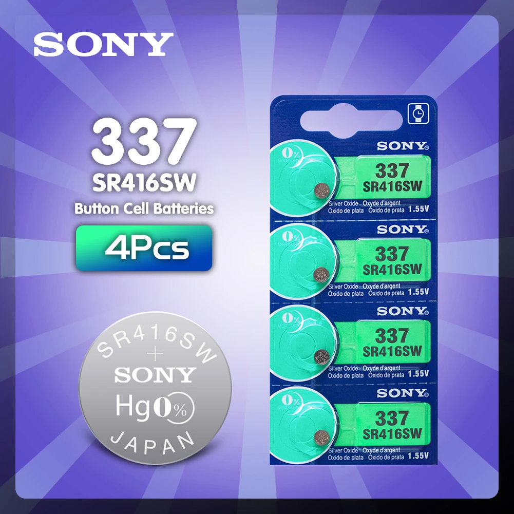 4 шт. SONY оригинальный новый аккумулятор для часов 337 SR416SW серебристый 1 55 в