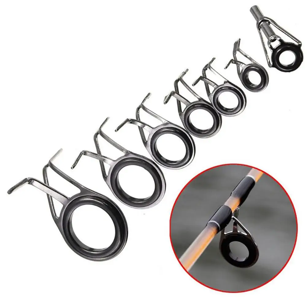 

7Pcs 0.5/0.6/0.8/1.1/1.4/1.8cm Diameter Fishing Rock Multiple Sizes Sea Fishing Rod Guide Rings Fishing Rod Guides Ring Repair