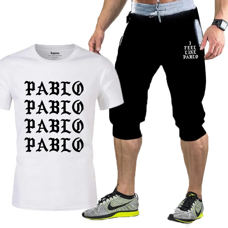 

2021 summer T-shirt and pants two-piece men's casual sports suit tide brand sportswear pure cotton fashion men's clothing