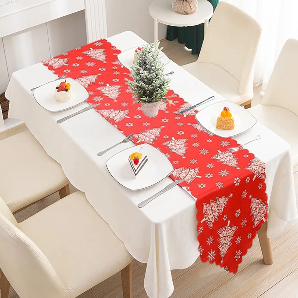 

180x34cm Christmas Table Cloth Fashion Fabric Christmas Table Desktop Decorations Tablecloth Xmas Ornament 2021 New Year's Gifts