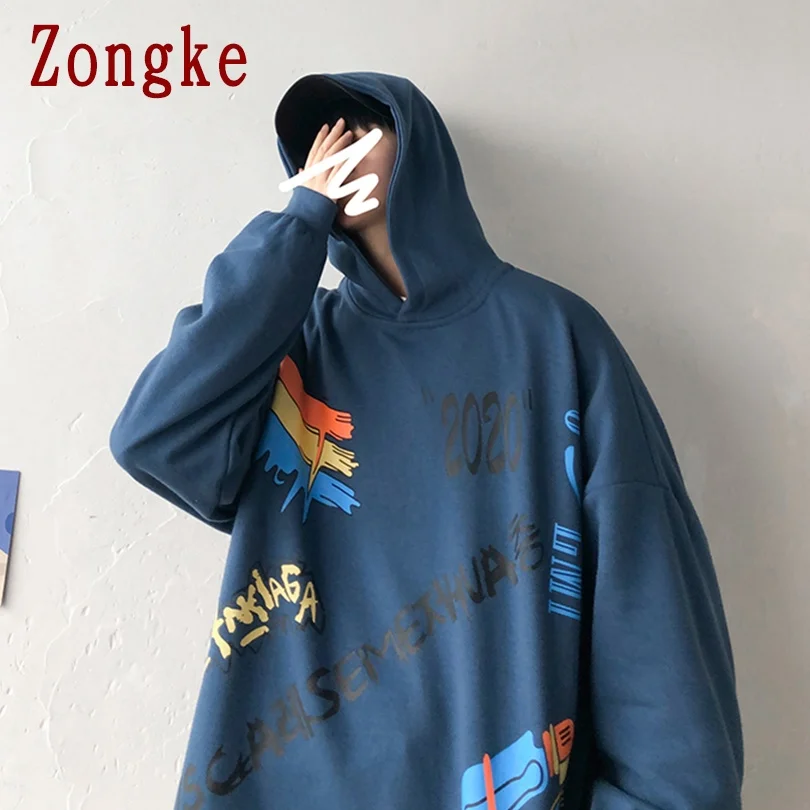 

Zongke Print Pullover Hoodie Men Clothing Streetwear Sweatshirt Men Harajuku Man Hoodies Hip Hop Clothes 2XL 2021 Spring