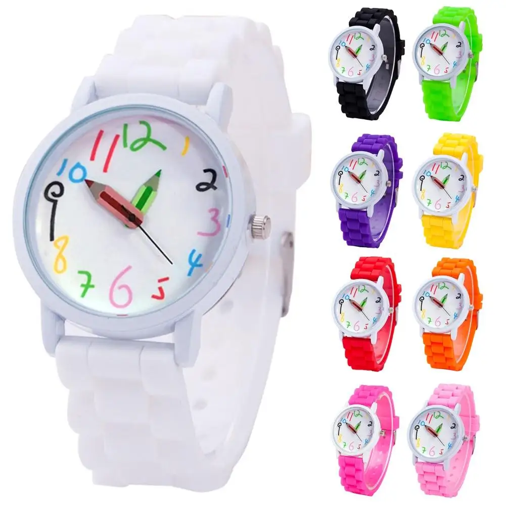

2021 Fashion Children Kids Arabic Numerals Pencil Analog Display Quartz Wrist Watch Kids Children Relogio Feminino Trendy Watch