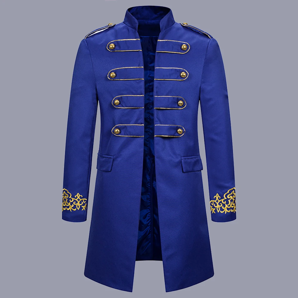 CYSINCOS Men Military Stars Trench Coat Frock Outwear Vintage Overcoat Medieval Renaissance Jacket Cosplay Costume | Мужская одежда