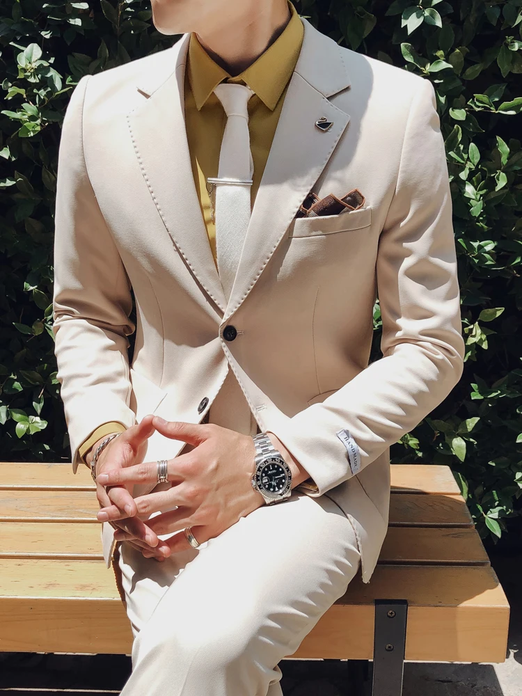 Новинка 2019 Удобная однотонная британская элегантная мужская приталенная куртка