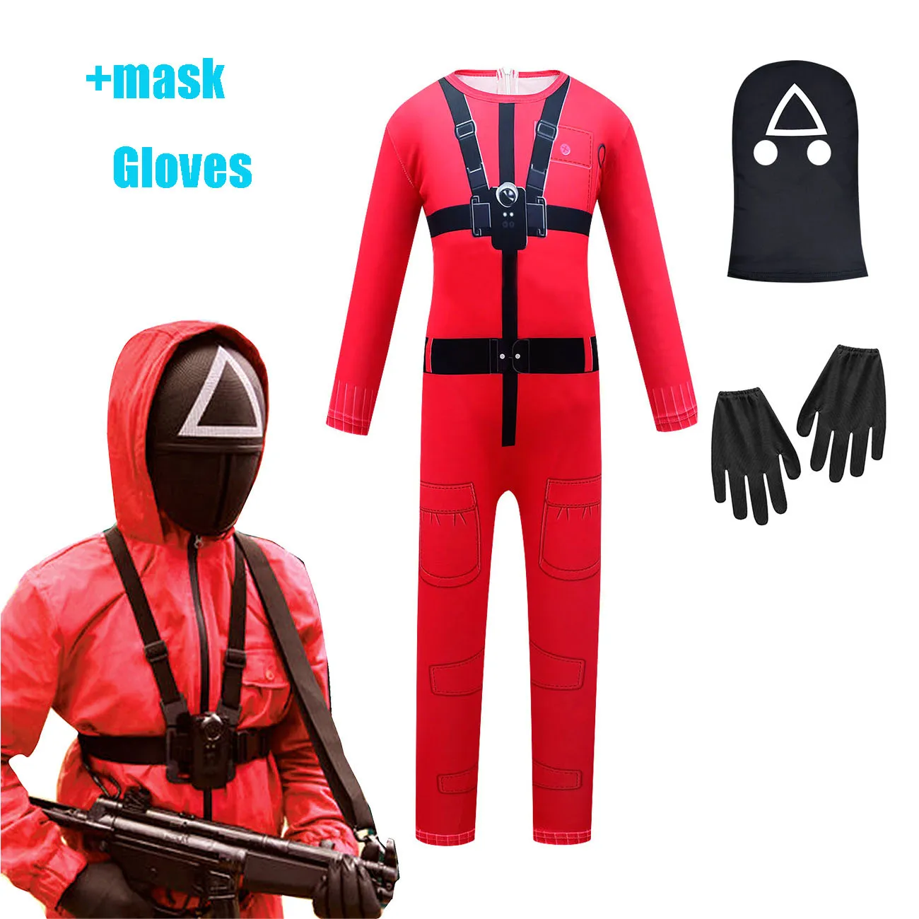 

2021 Squid Game South Korea TV Drama Cosplay Red Jumpsuit for Kids Halloween Costume boy girls Disfraces Carnival Party Clothing