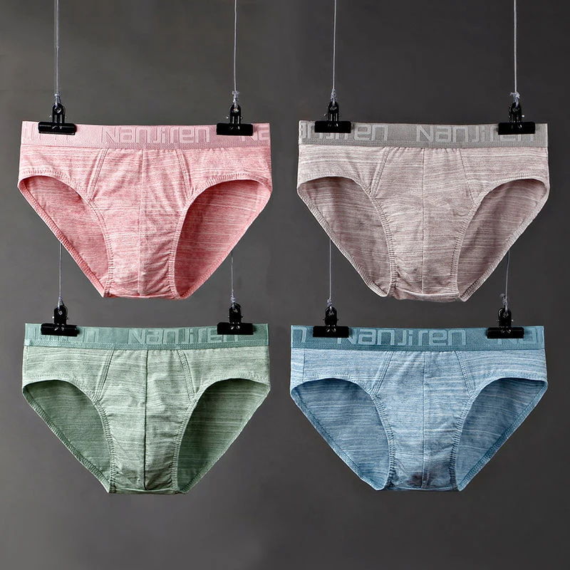 4pcs/Lot Men's Underwear Large Size Men's Colored Cotton u Convex Large Size Fat Man Triangle Underwear Men's Breathable