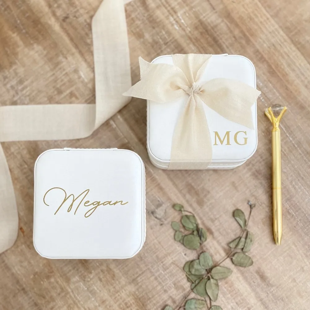 Es, Honeymoon Gift Elegant Ring Box Travel Jewellery Case Girls Jewelry Box With Name
