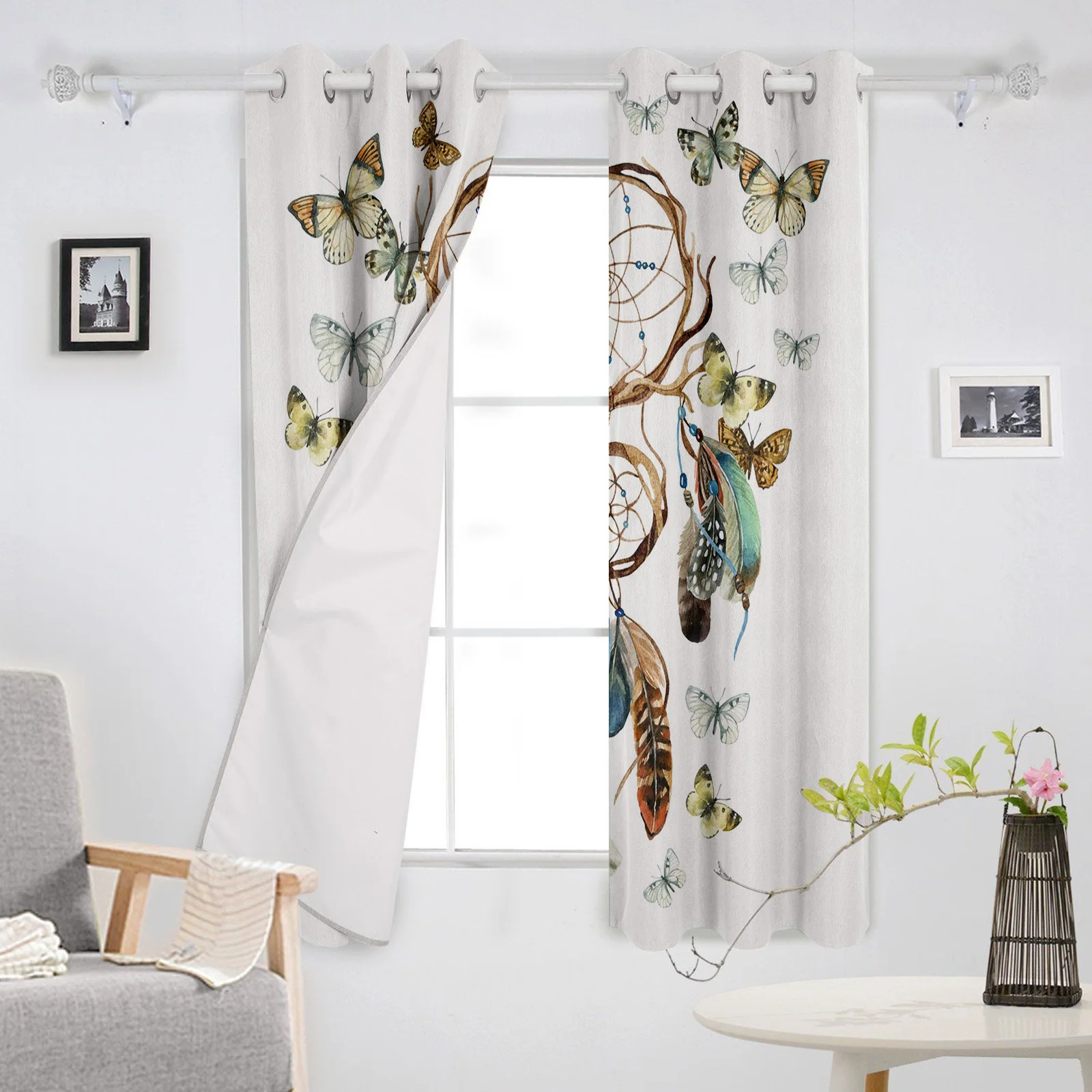 Ловец снов перо Бабочка оконные шторы домашний декор спальни кухонные занавески