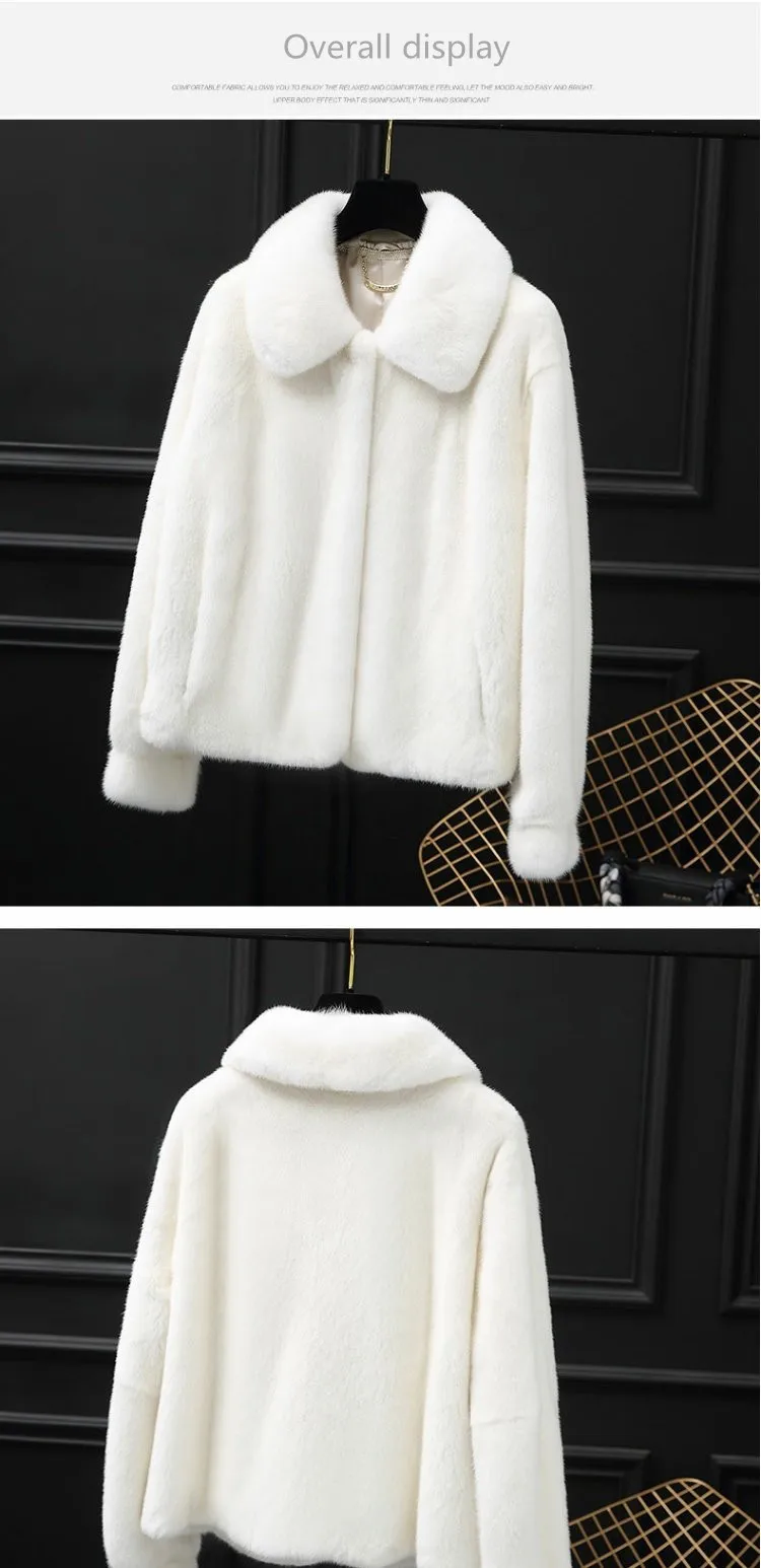 inverno полностью из норки мех revestimento das mulheres curto moda simples pequena pracha de colarinho casaco de pele de vison