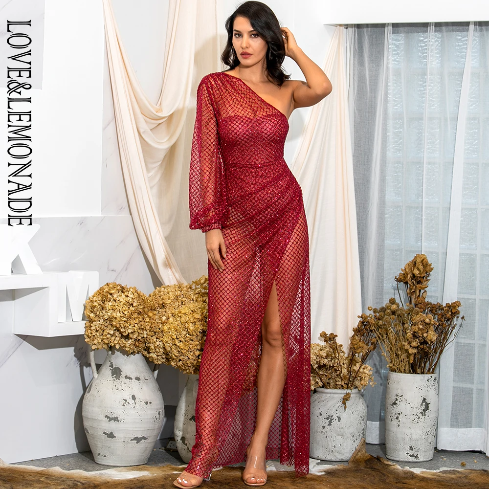 Женское платье макси в клетку LOVE & LEMONADE красное клетчатое без бретелек с одним