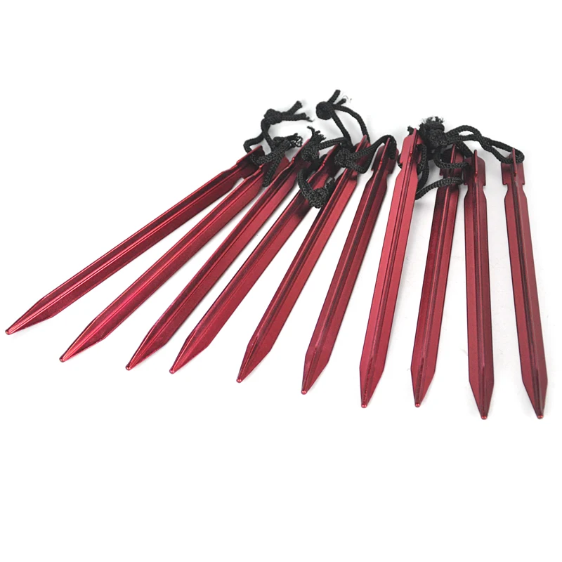 

10pcs/set 18cm Aluminum alloy Tent Pegs with Rope Stake Camping Hiking Equipment Outdoor Traveling Tent Accessories