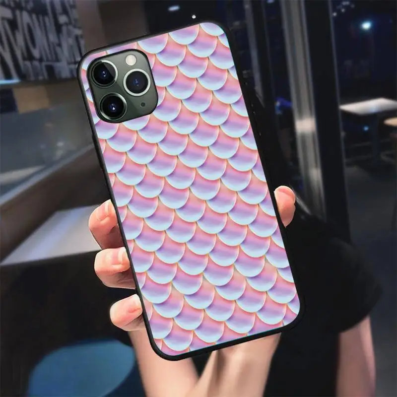 

Fashion Shell Mermaid Tail Scale Phone Case For iphone 7 8 plus x xr xs 11 12 mini pro max Black Soft nax fundas cover
