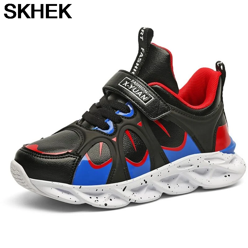 SKHEK Children Sports Shoes Autumn Boys Girls Anti-slip Patchwork Net Breathable Kids Sneakers Infant Child Running Shoe Black | Детская