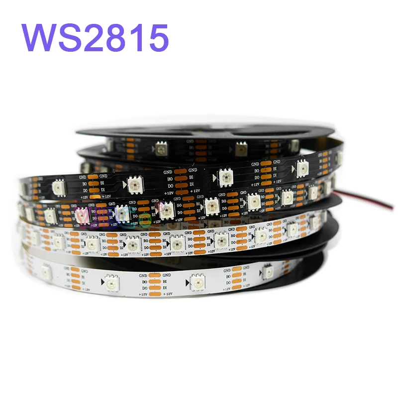5m DC12V WS2815 LED Strip full color Light addressable Dual-Signal WS2812 Updated 5050 RGB Pixels Lamp Tape 30/60/144 LEDs/m | Освещение