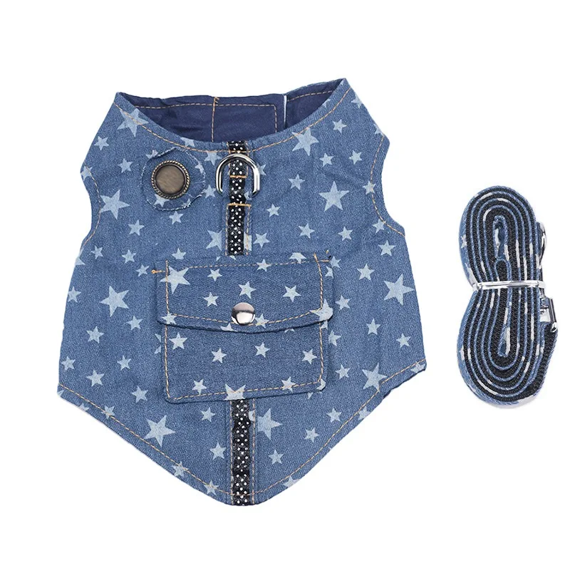 Поводок для кошек комплект джинсовый поводок собак с карманом джинсы жилет