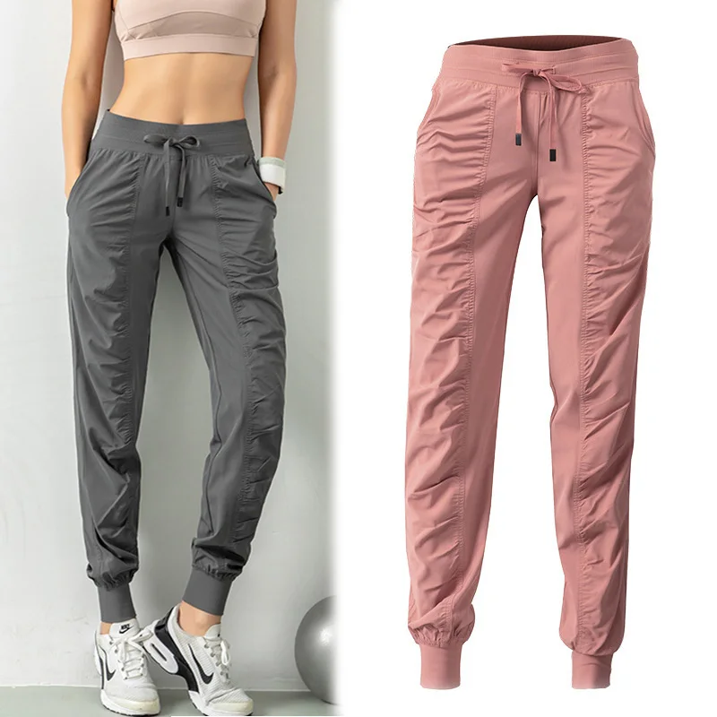 

Women Quick-dry Sportwear Runner Gym Fitness Drawstring Exercise Wide Leg Pants Running Sports Joggers Athletic Sweatpants