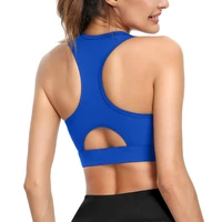 vutru zipper up yoga bra hollow out racer back crop top for gym fitness outdoor running sport