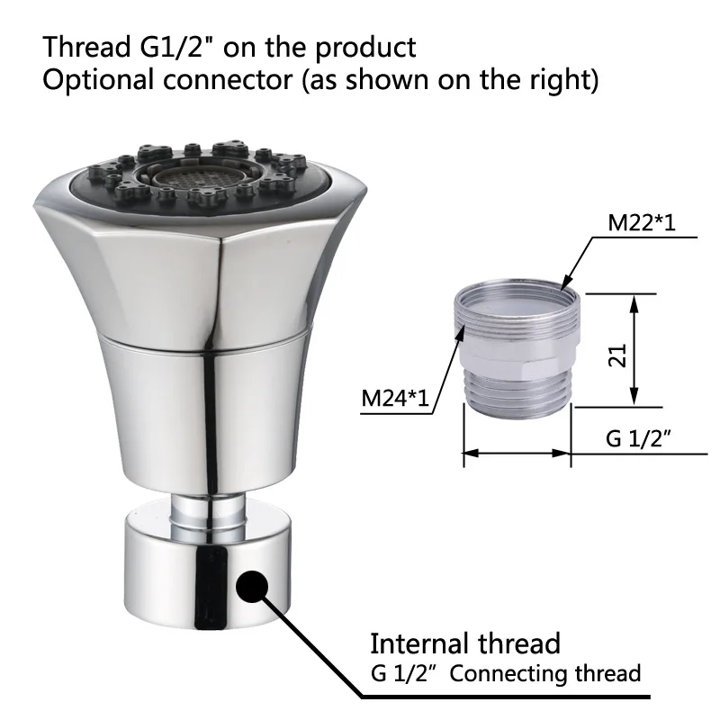 

Kitchen Faucet Sprinkler Bubbler 360 Degree Swivel Water Saving Tap Adjustable 2 Modes Anti-Splash For Kitchen Bathroom 02