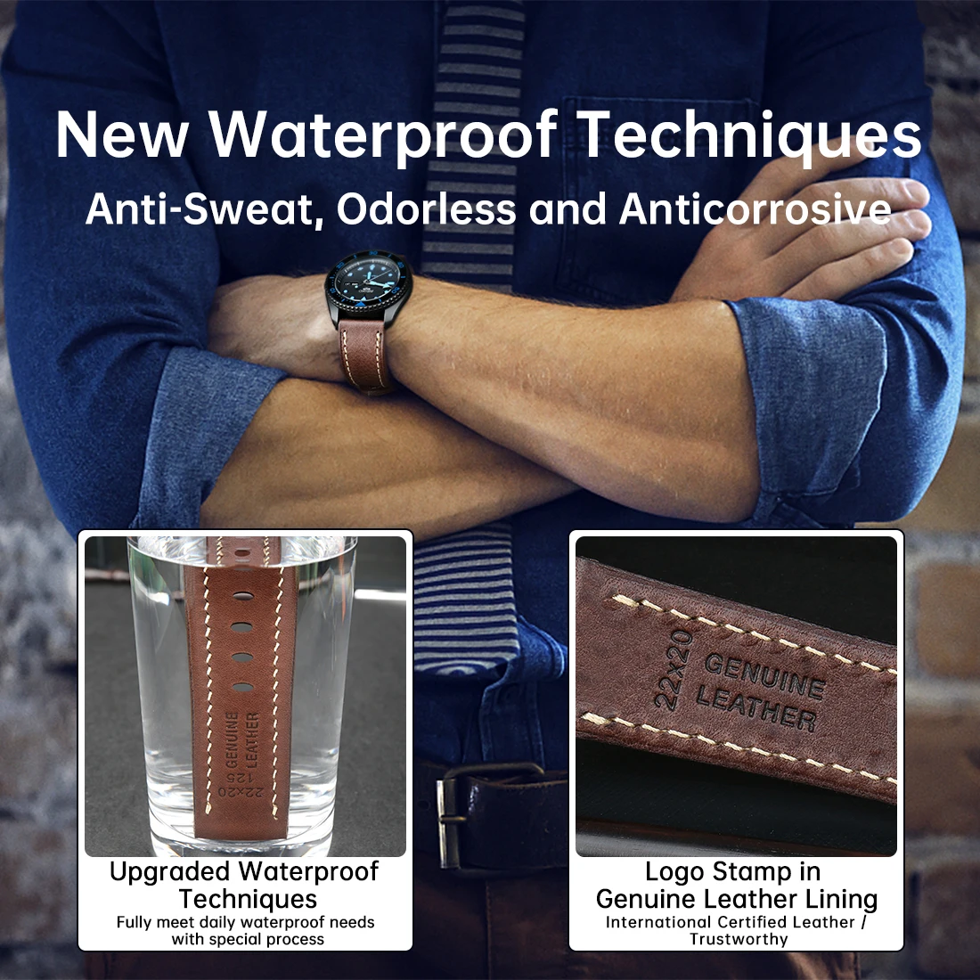 Luxury Handmade Watch Band Genuine Cow Leather Watch Strap With Butterfly Buckle Bracelet For Hamilton SEIKO Citizen Watchbands