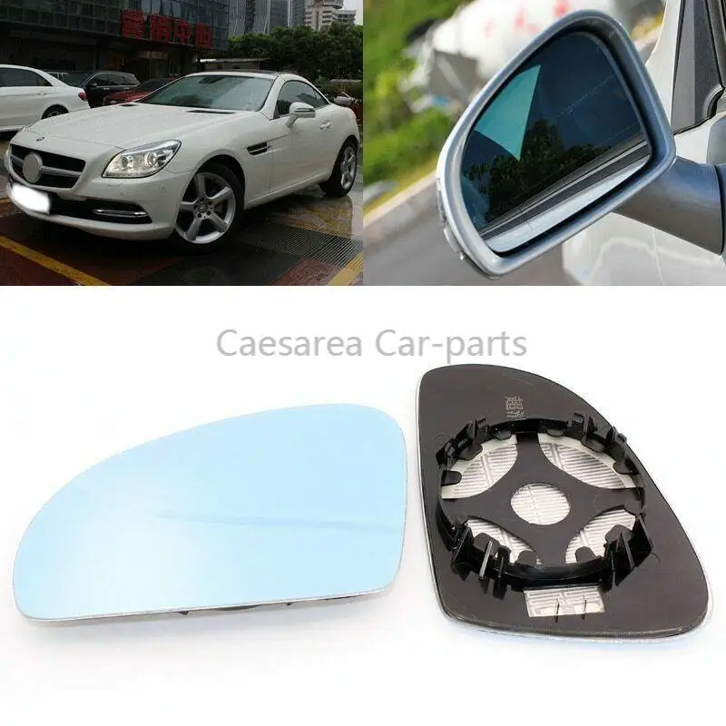 

For Mercedes Benz SLK 200 2015 Side View Door Mirror Blue Glass With Base Heated