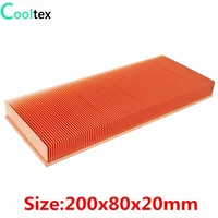 100 new 200x80x20mm pure copper heatsink skiving fin heat sink for electronic chip led power amplifier cooling cooler