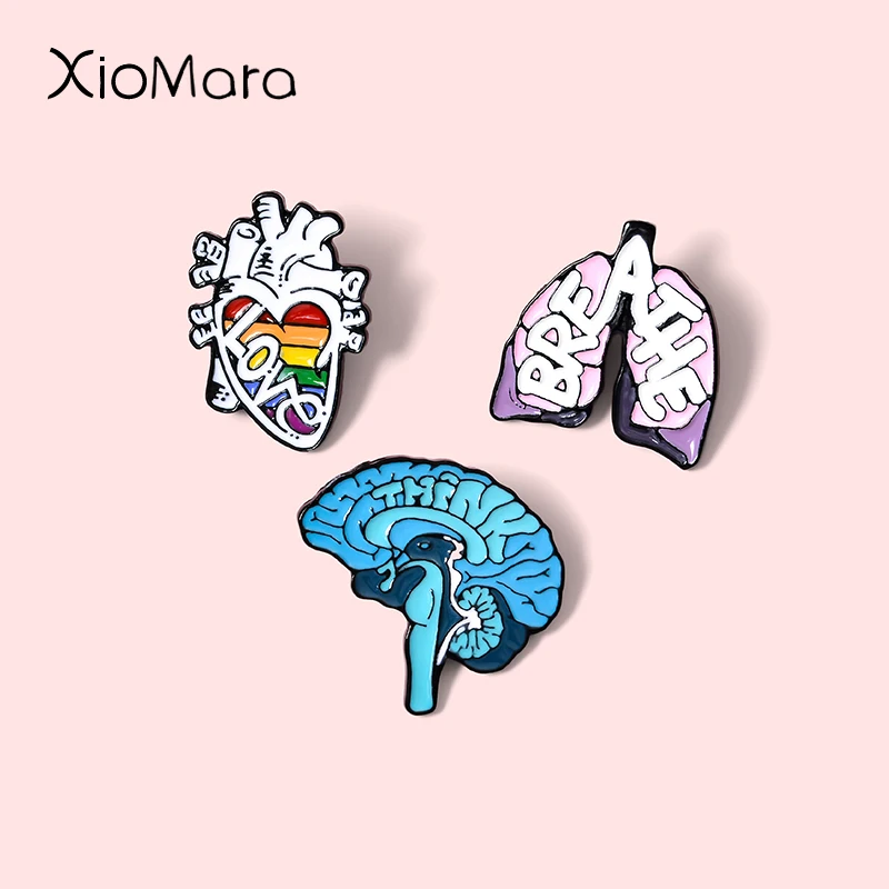 Женская Брошь с эмалью в форме органа сердца лёгкого мозга|Броши| |