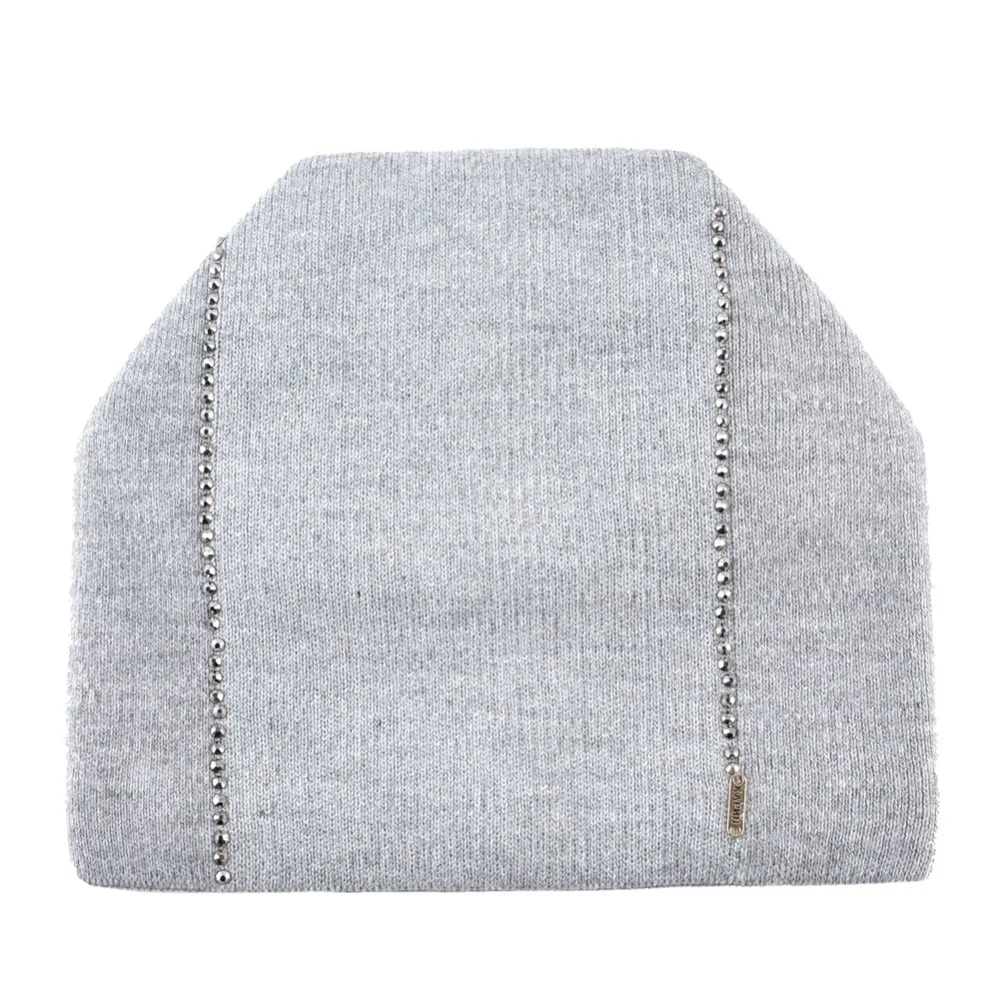 Winter Beanie Women Knitted Wool Hats Female Fashion Skullies Beanies With Rhinestones Solid Color Warm Knit Bonnet Ladies Cap