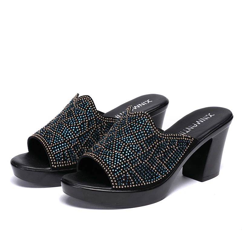 Женские сандалии GKTINOO из натуральной кожи на высоком каблуке женские тапочки